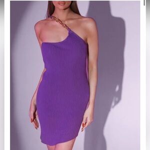 Giuseppe Di Morabito NWOT Cotton One-Shoulder Embellished Chain Dress Sz 36/XS